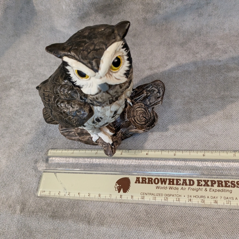 Norleans Owl Figurine 1970's Japan Chalk Brown Vintage